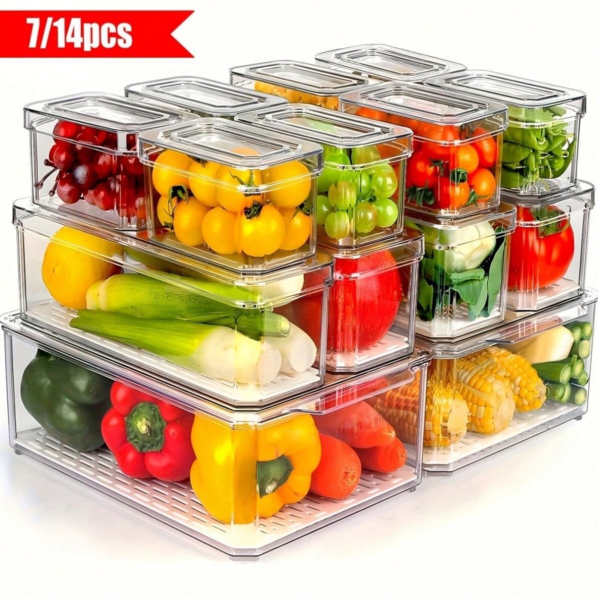 Food Snacks Party - Lot de 7/14 bacs de rangement