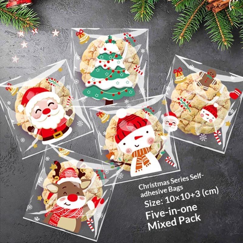 Xmas Food Snacks - 100 sacs à friandises autocollants de