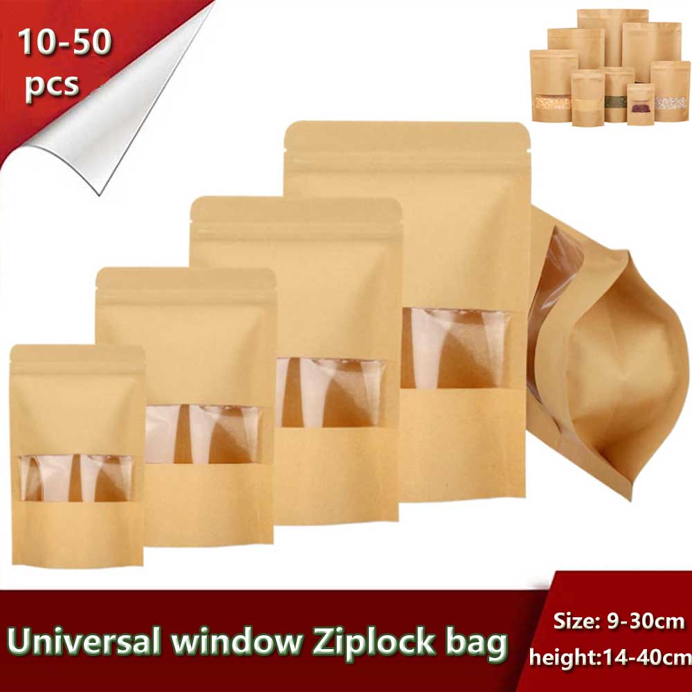 Food Like Snacks - Sacs à Fenêtre en Papier Kraft
