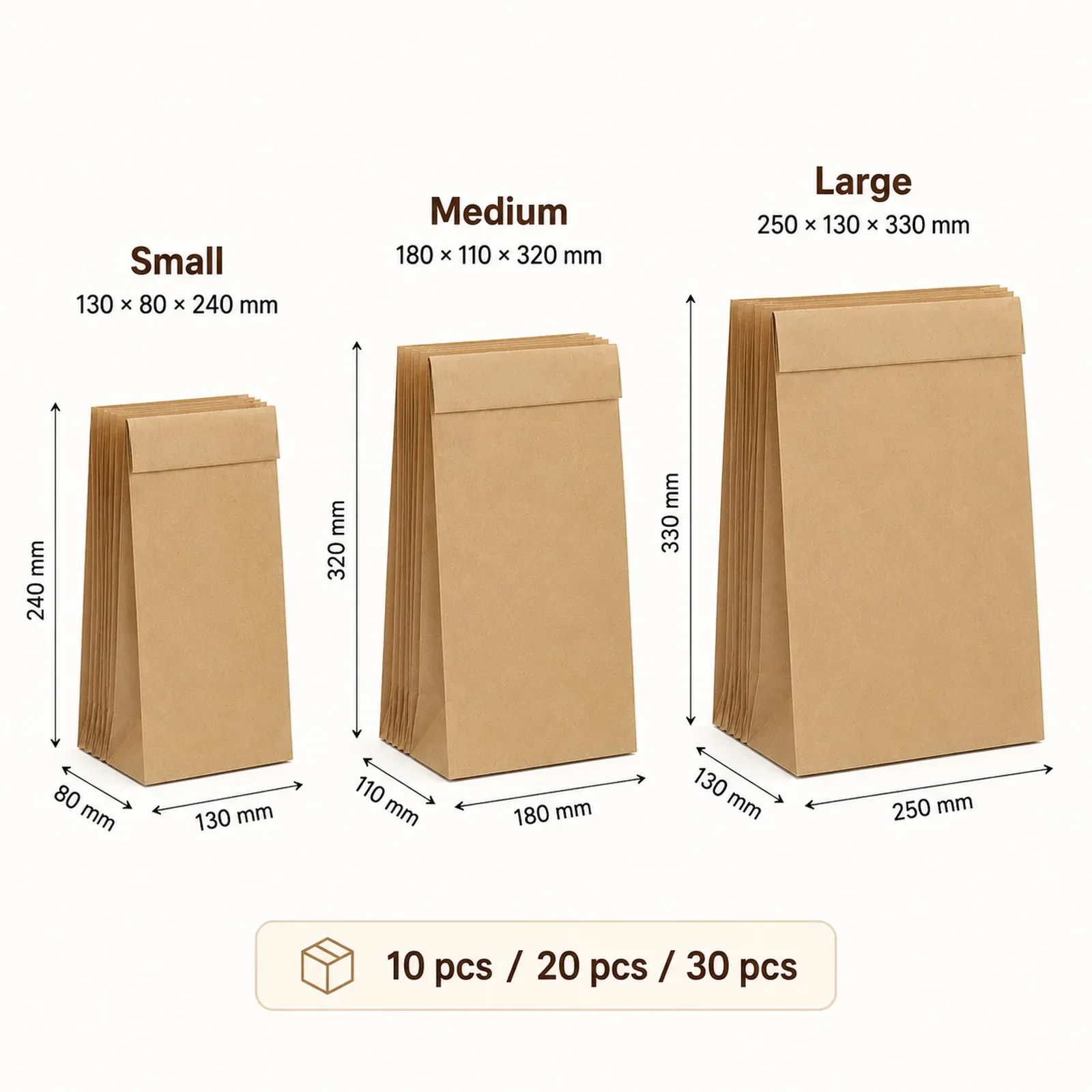 10-30 sacs en papier kraft bru - Food Like Snacks avis et prix